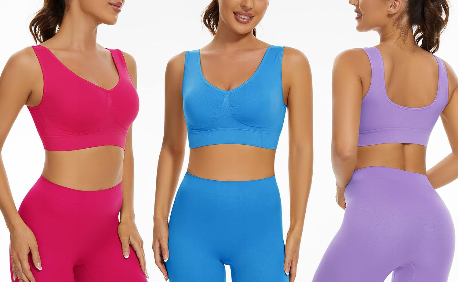 Women'S Sports Bra 3-Pack – Seamless Breathable Training Bra